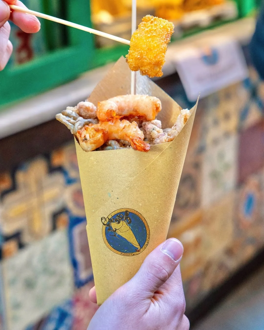 Classic Cuoppo served in paper cones and an array of fried foods