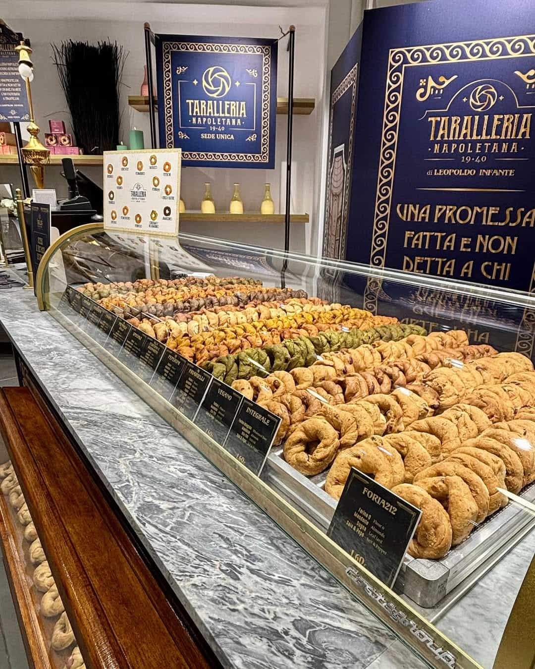 An assortment of Neapolitan taralli in the bakery