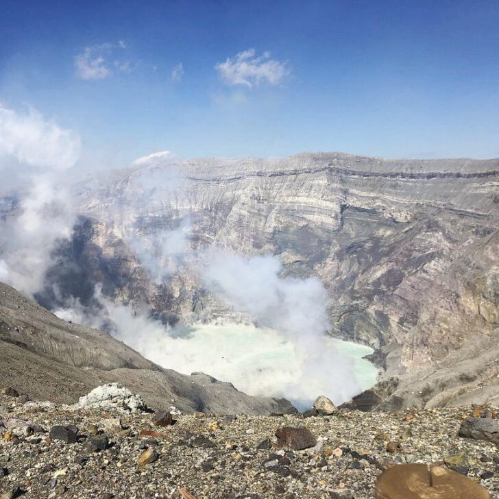 View of crater at Mt Aso