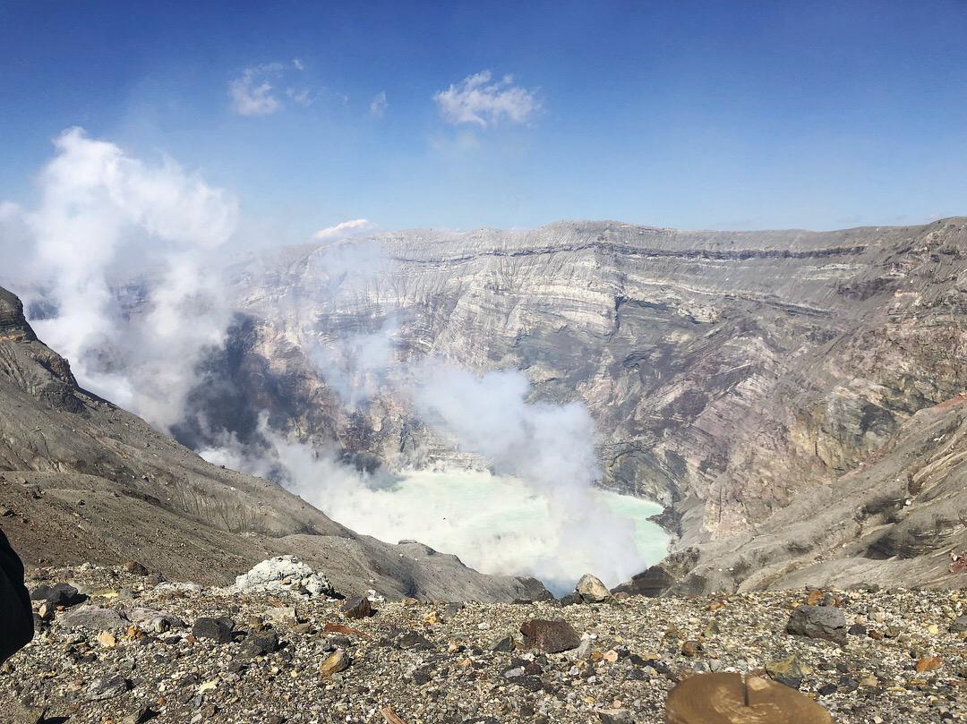 View of crater at Mt Aso