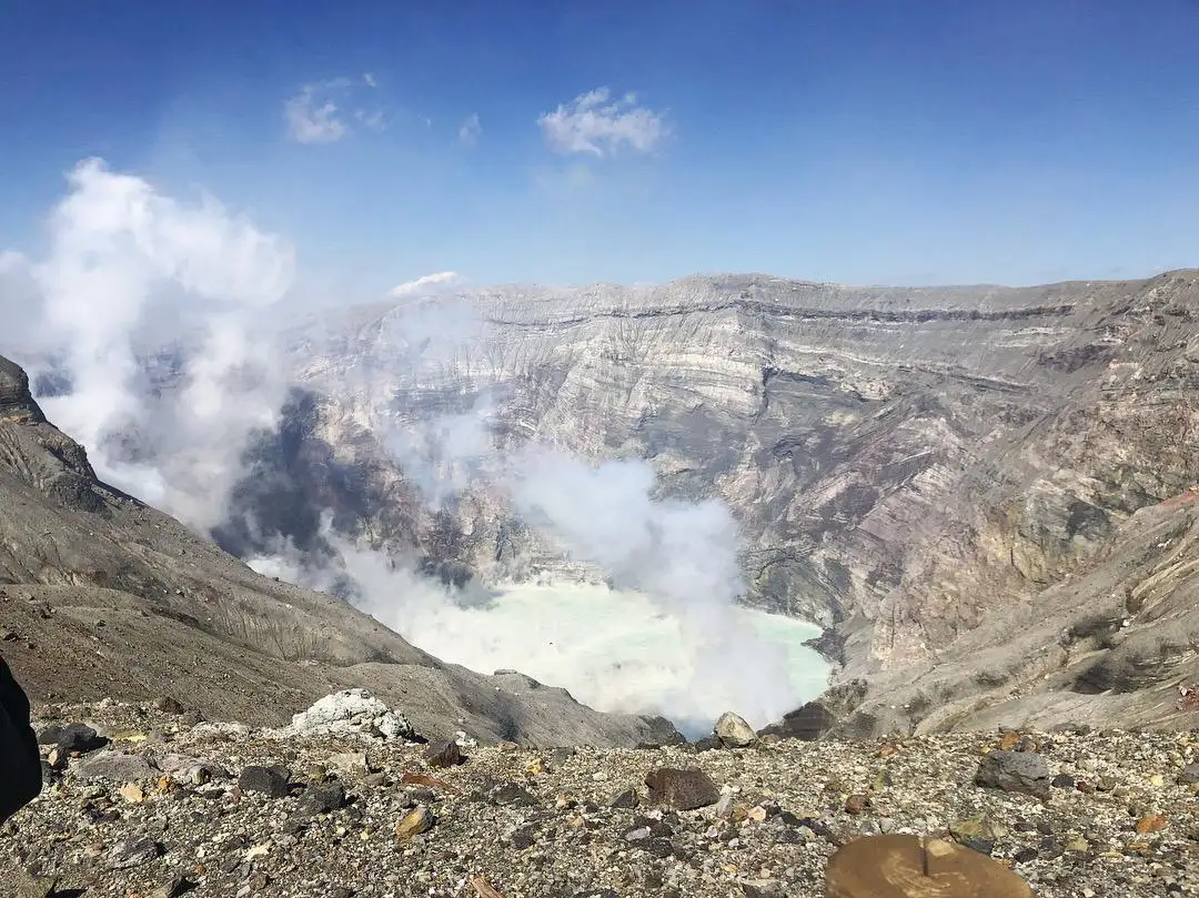 View of crater at Mt Aso