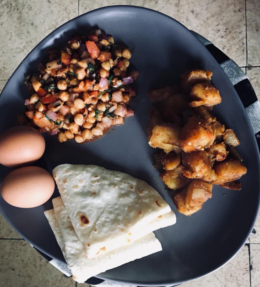 Nepali breakfast set at a cafe in Kathmandu 