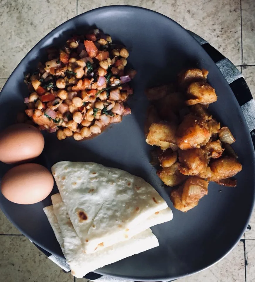 Nepali breakfast set at a cafe in Kathmandu 