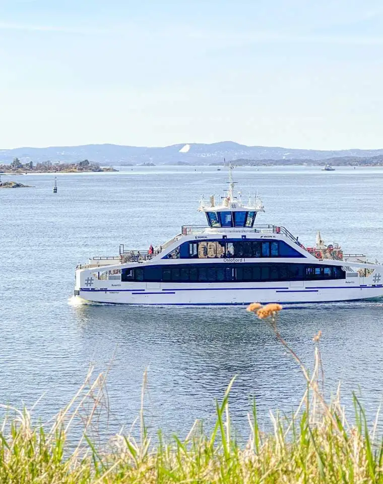 a ferry on oslofjord oslo norway