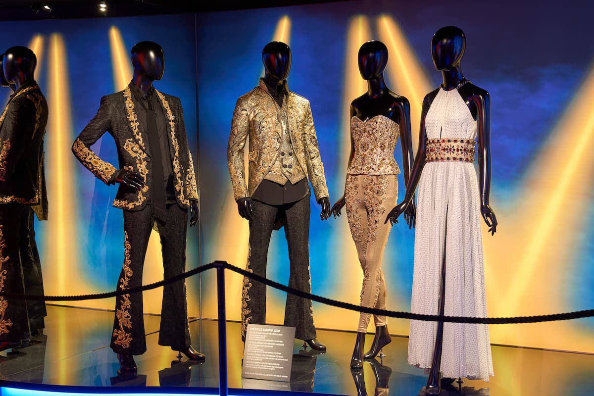 costumes worn by members of ABBA displayed at ABBA The  Museum a highlight of one day in Stockholm