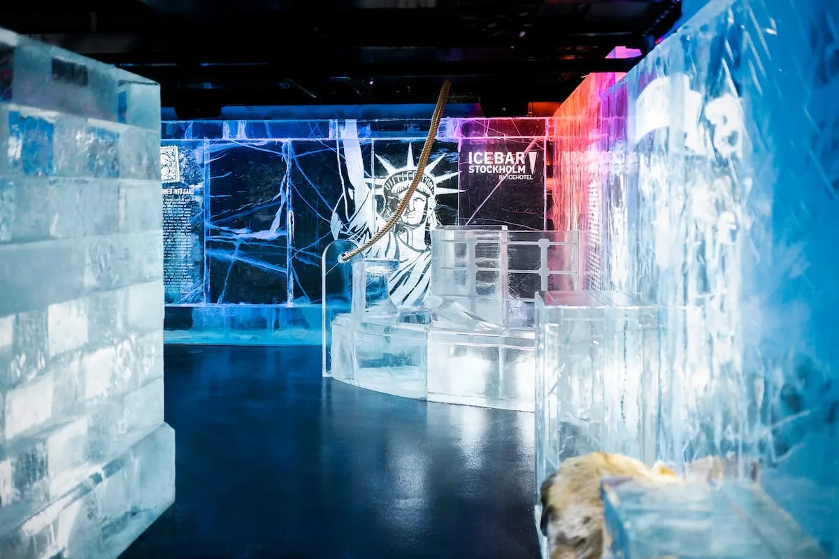 ice sculptures at icebar stockholm sweden a sub-zero bar made of ice