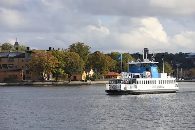 a ferry on the baltic sea traveling from stockholm sweden to one of the stockholm islands