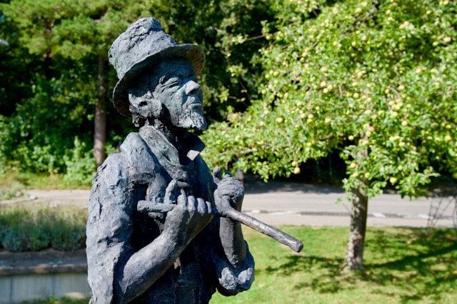 a statue of a leprechaun from irish folklore in dublin ireland