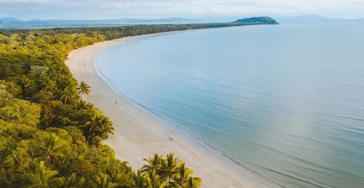 A pristine beach near Cairns seen from air