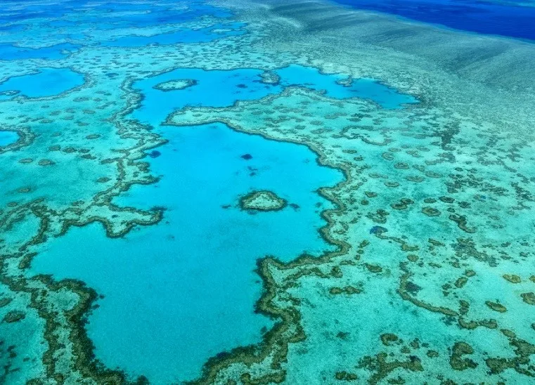 A part of the Great Barrier Reef seen from air