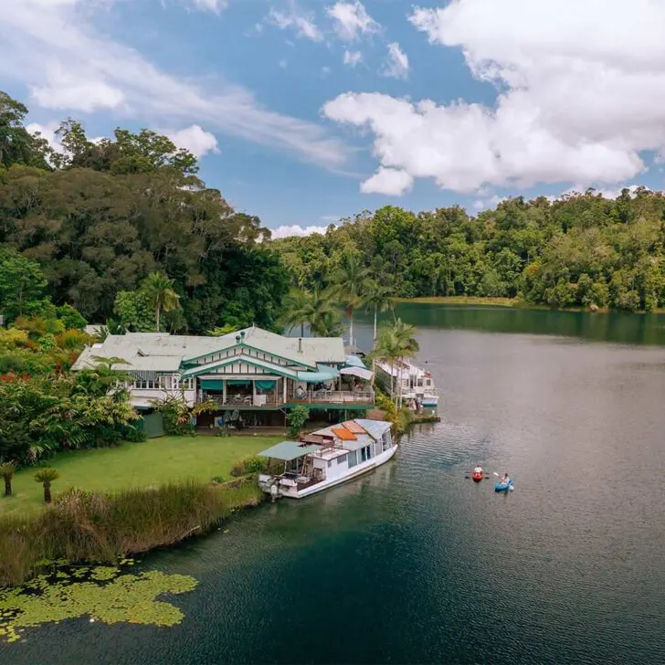 A house by the beach of a lake at Yungaburra