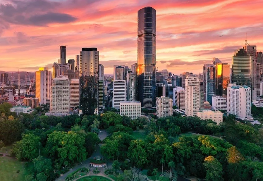 Brisbane city seen with the city garden on the front