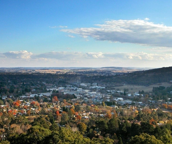 Bowral town seen from above