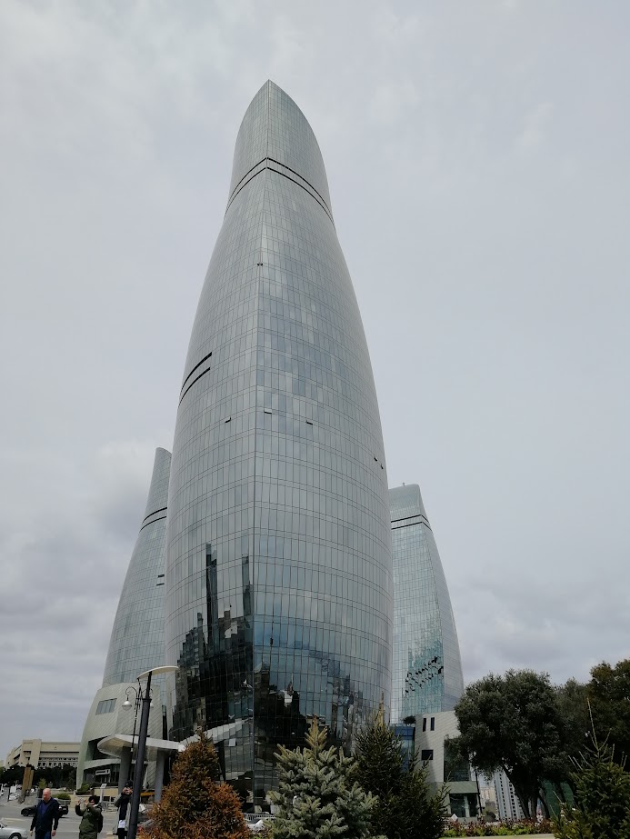 the flame towers are a futuristic skyscraper development in baku azerbaijan