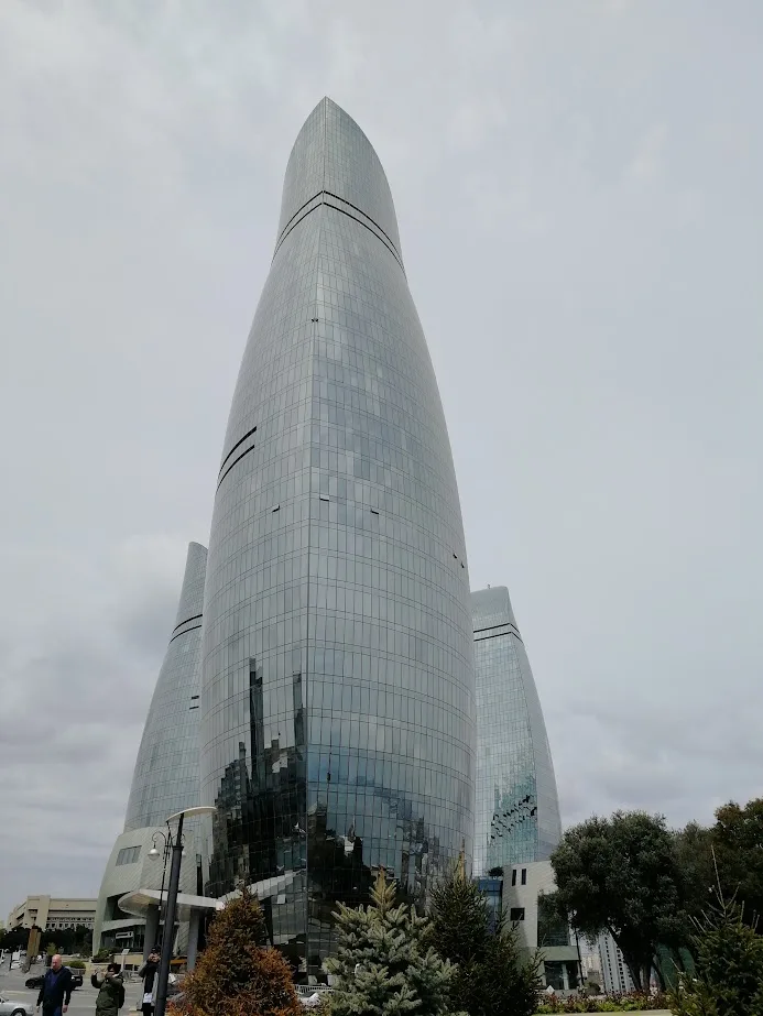 the flame towers are a futuristic skyscraper development in baku azerbaijan