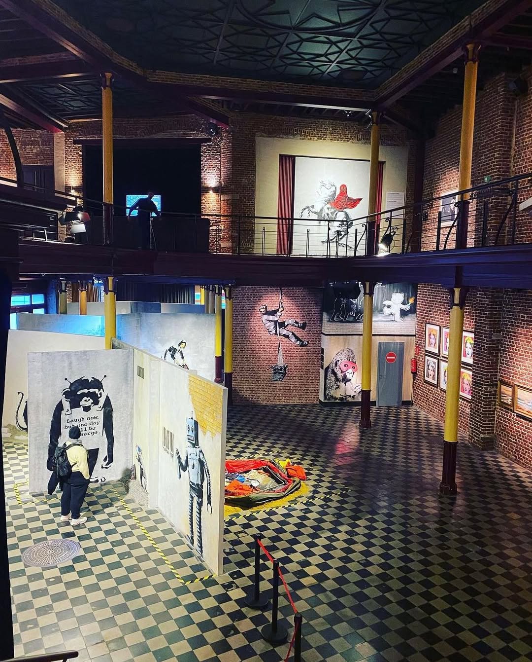 Various Banksy artworks within the museum dedicated to the artist