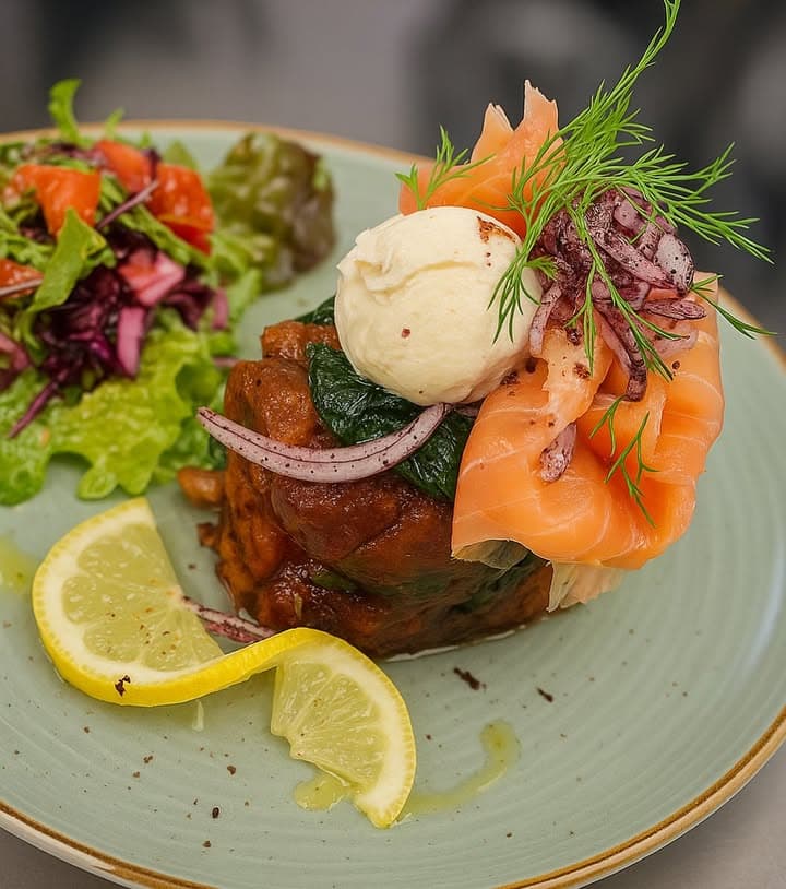 Savory French toast with salmon