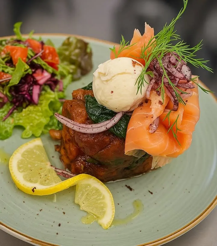 Savory French toast with salmon