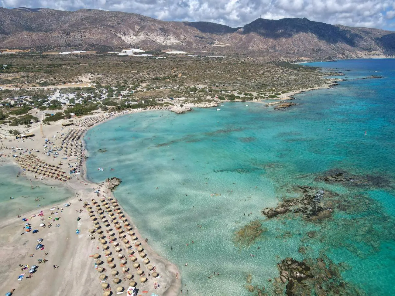 Elafonisi beach with sunloungers