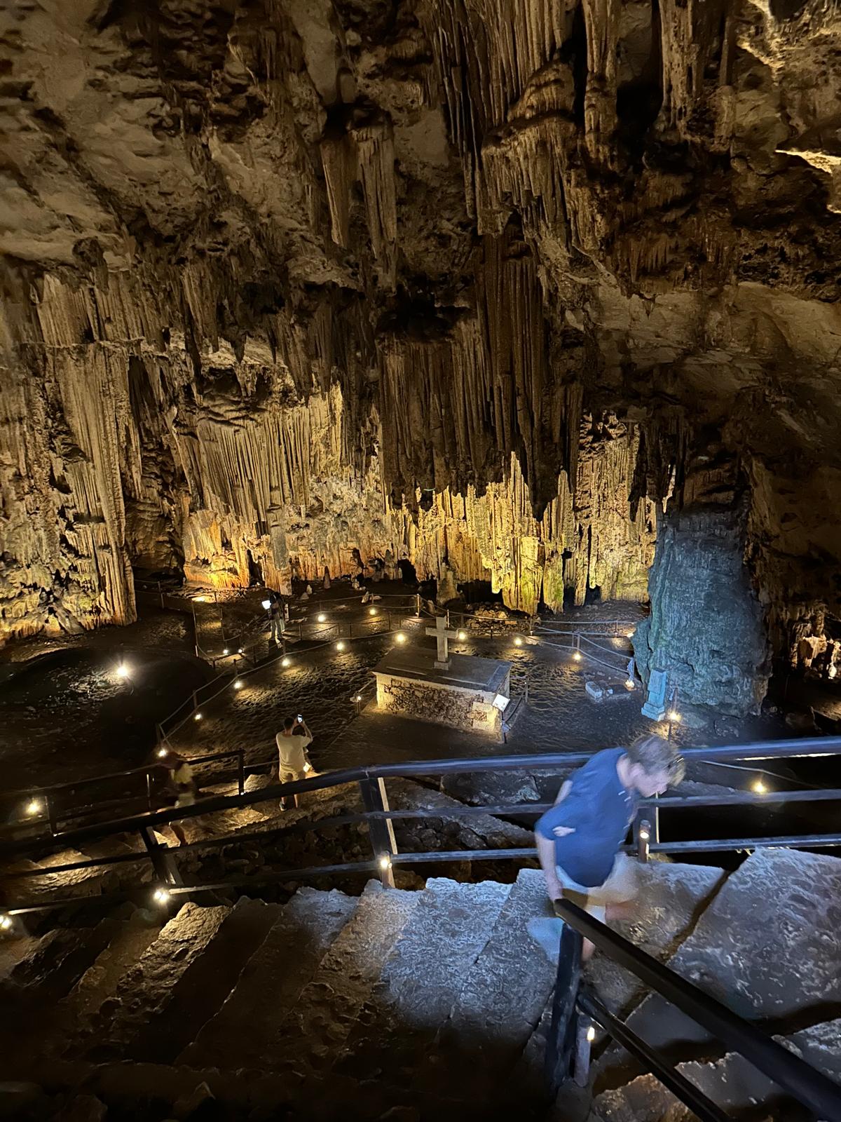 Melidoni cave with stalagmites and stalactites