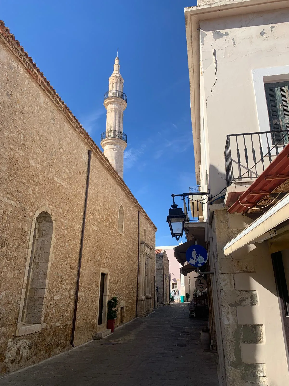 Minaret over backstreets in Rethymno
