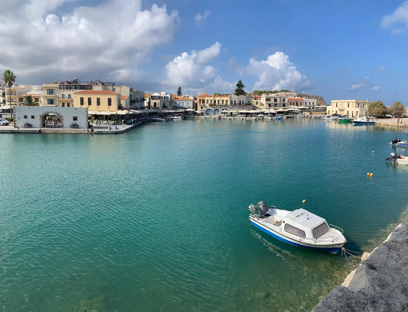 Rethymno port harbor with boats