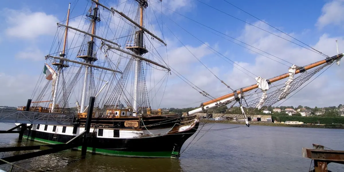 the dunbrody a replica irish famine ship moored in new ross wexford ireland