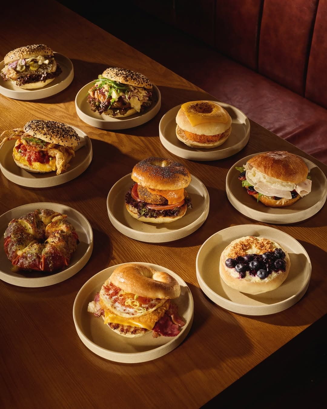 An array of sweet and savory bagels
