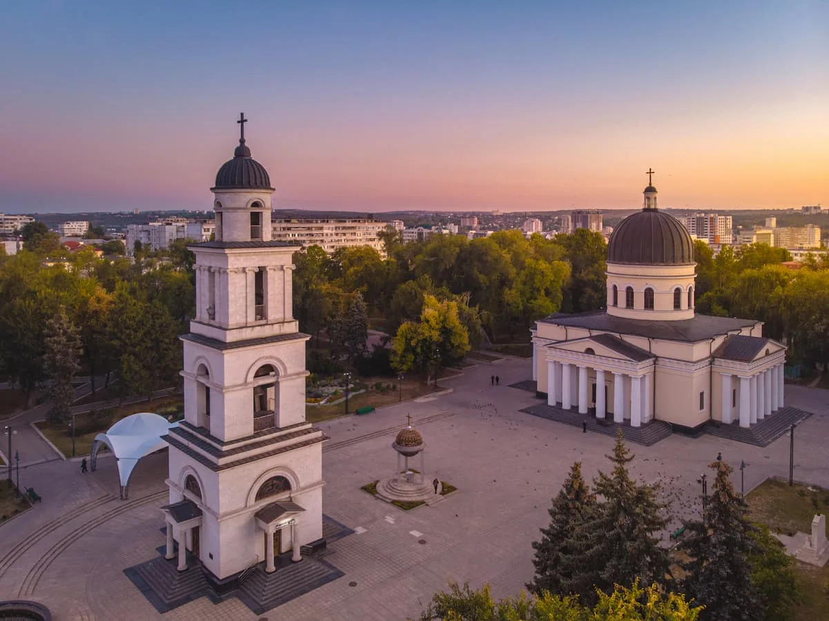 the nativity cathedral in chisinau moldova at sunset