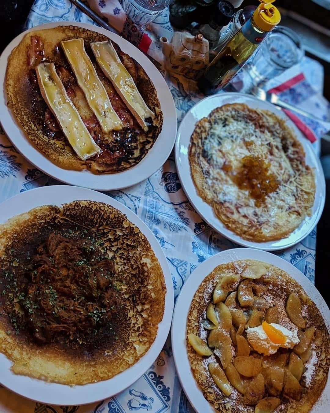 A selection of sweet and savory Dutch pancake options