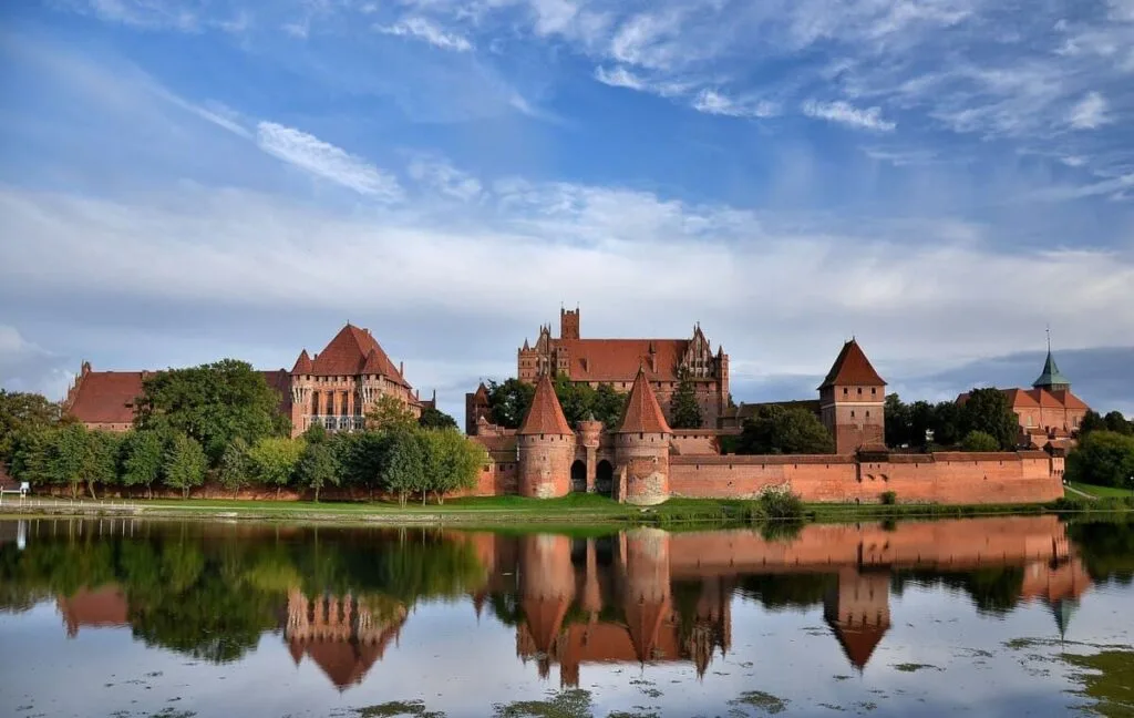 malbork castle is a gothic teutonic castle on the banks of the river nogat in poland