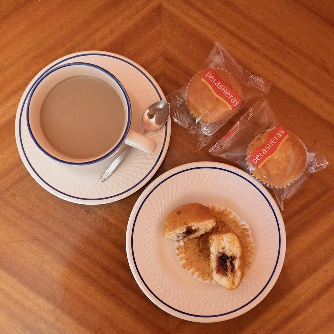 Filled magdalenas with coffee