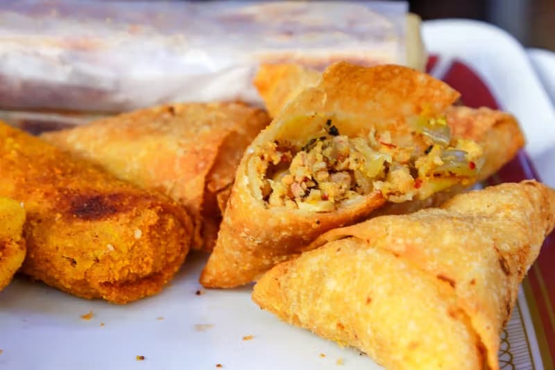 Some samosas in Sri Lanka are not smooth-textured