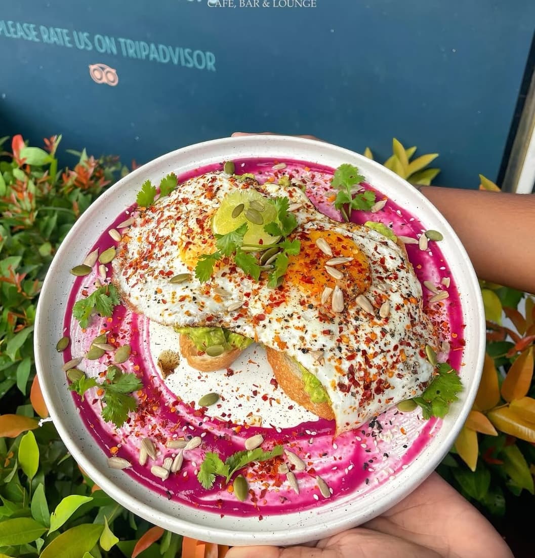 Avo toast with fried eggs