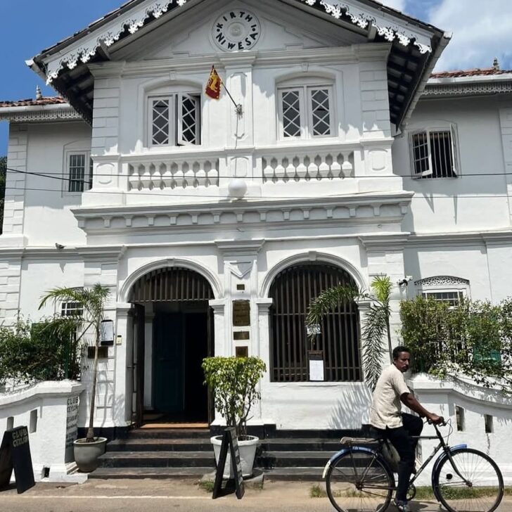 The exterior of Club Ceylon set up in a colonial style building