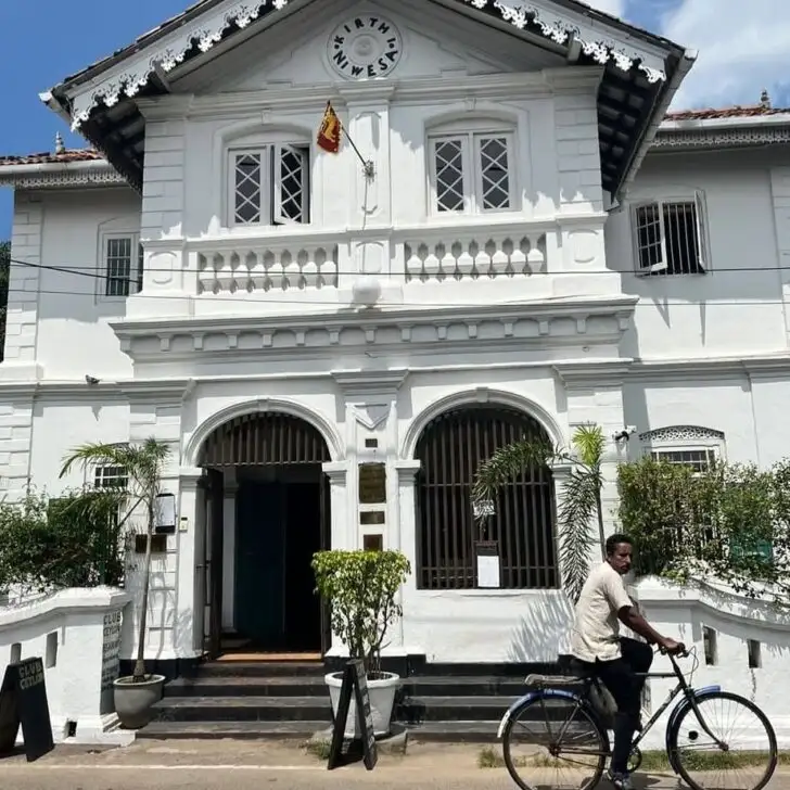 The exterior of Club Ceylon set up in a colonial style building