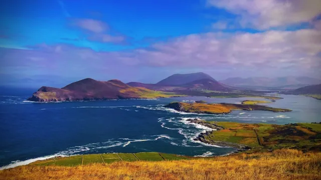 islands in the atlantic ocean viewed from the ring of kerry ireland