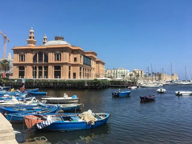 pleasure boats in a harbor in bari italy the starting point of an itinerary for puglia