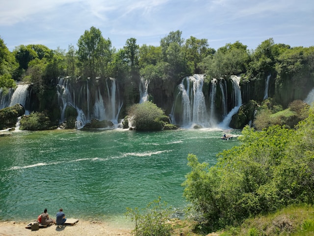 waterfalls plunging into a pool at kravice falls bosnia and herzegovina which are reachable on day trips from dubrovnik