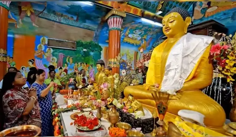 Festival in Nepal showing a buddha statue