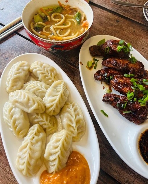 An assortment of classic Nepalese food