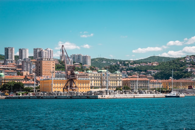 a crane on the adriatic seaport of rijeka croatia