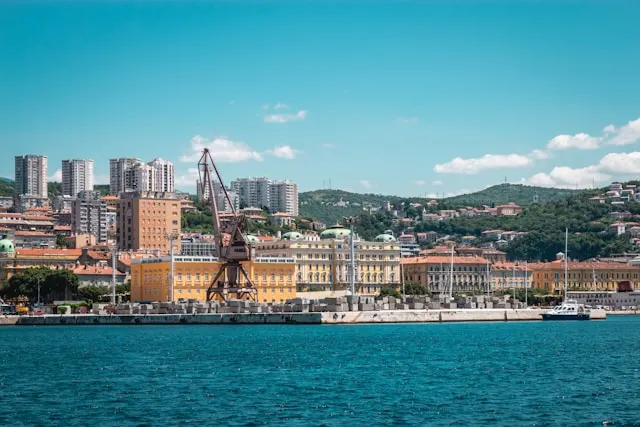 a crane on the adriatic seaport of rijeka croatia