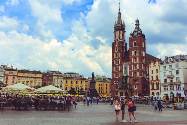 the main square in krakow old town poland a UNESCO world heritage site
