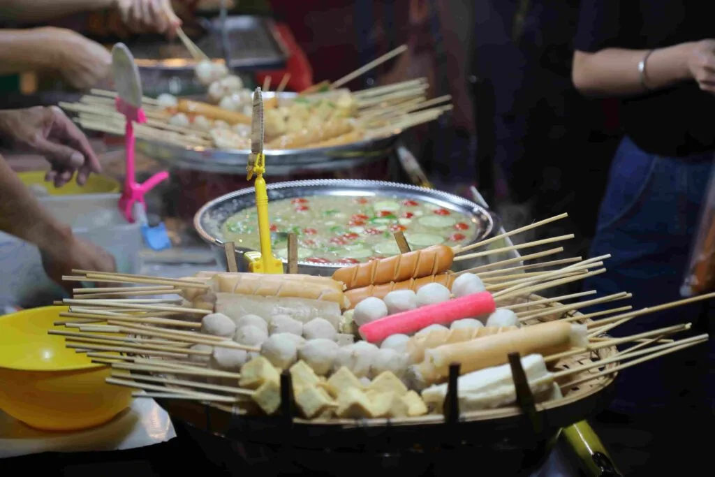 Variety of skewer sticks at the night market