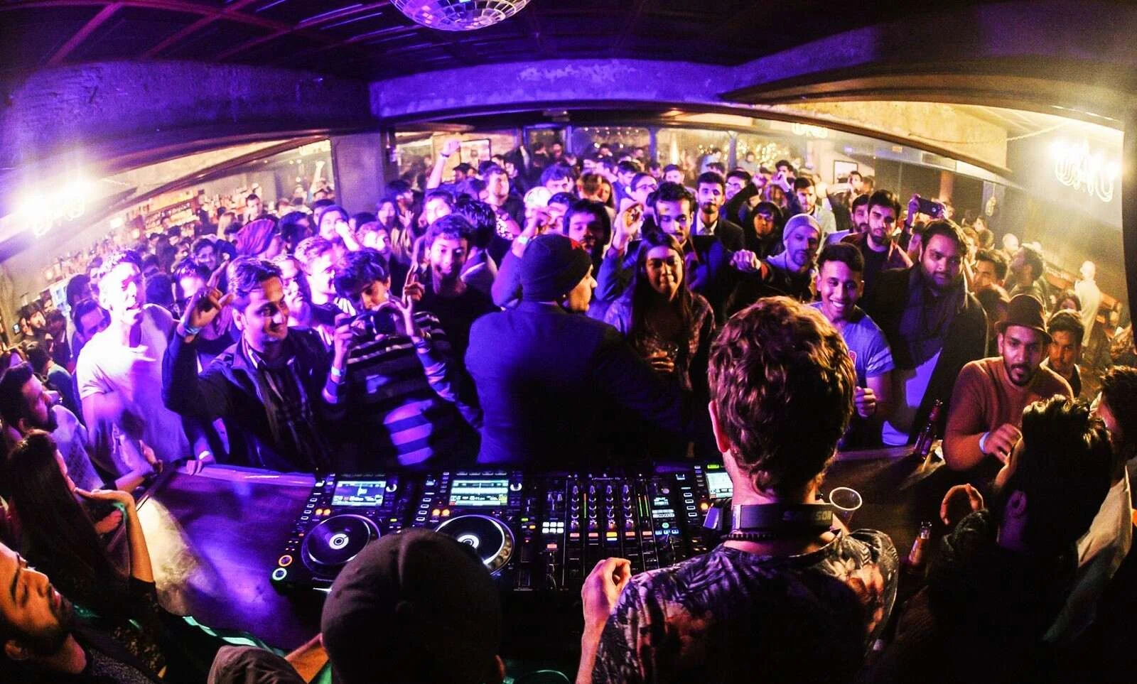 Crowded bar interior 