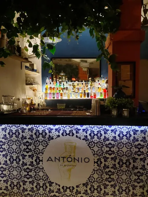 Bottles lined up behind the bar