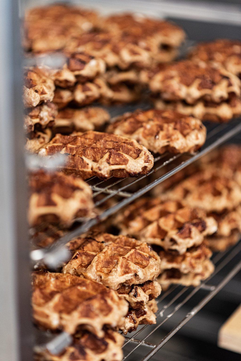Belgian waffles on racks