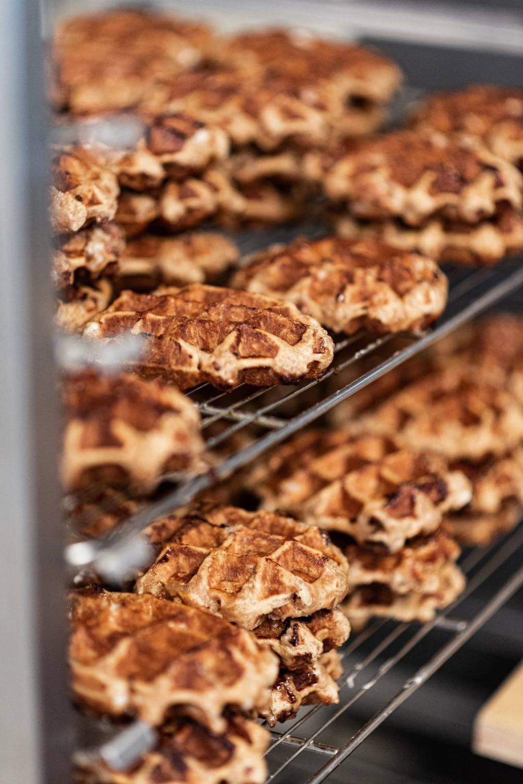 Belgian waffles on racks