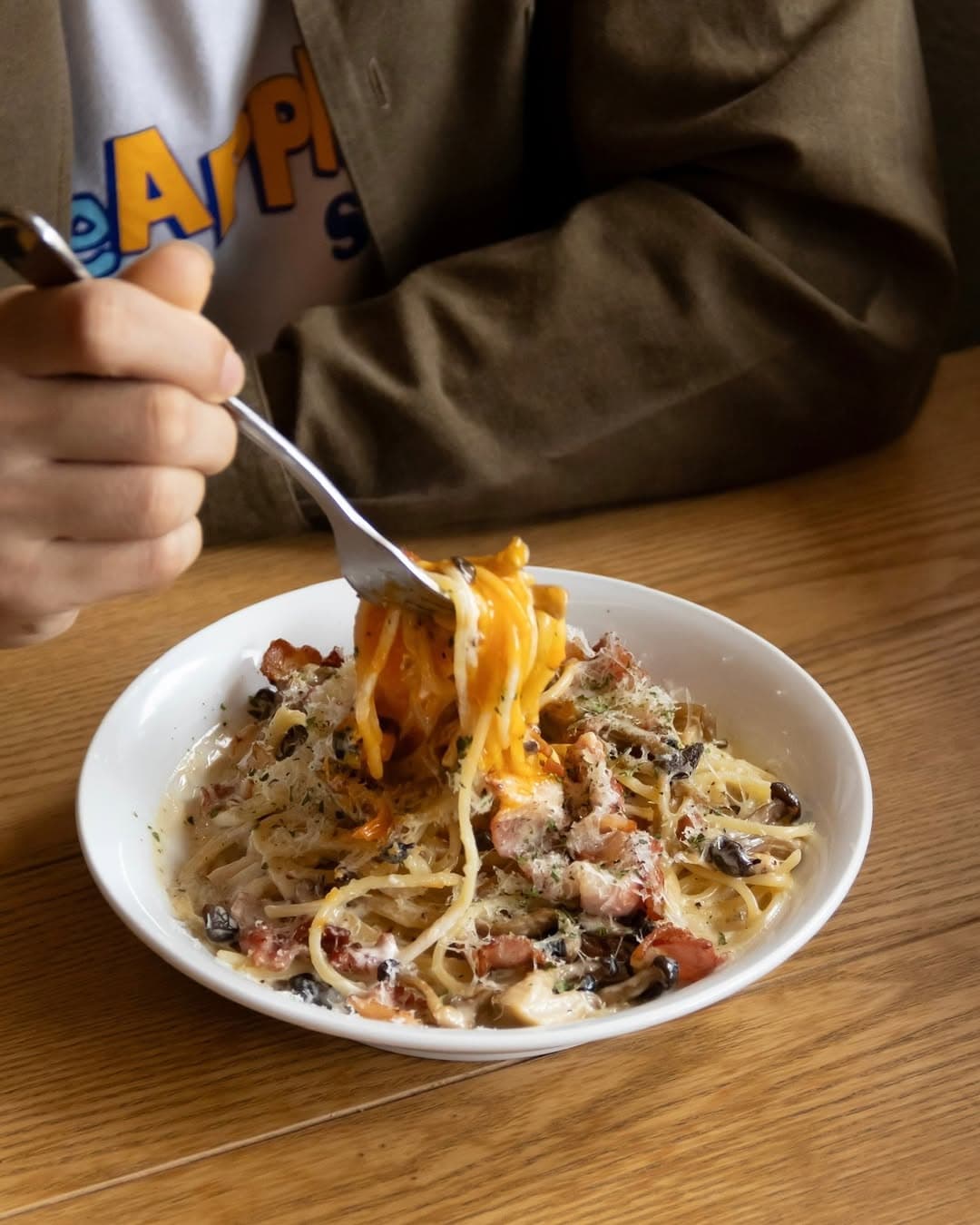 Pasta with cured egg yolk